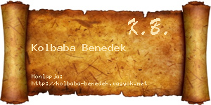 Kolbaba Benedek névjegykártya